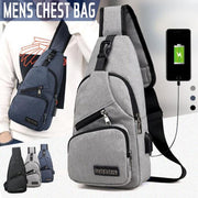 Durable Mens Chest Bag Shoulder Backpack Man Sling Cross Body Satchel Travel Bag - Grey V528-CHESTBAG-GREY-678342
