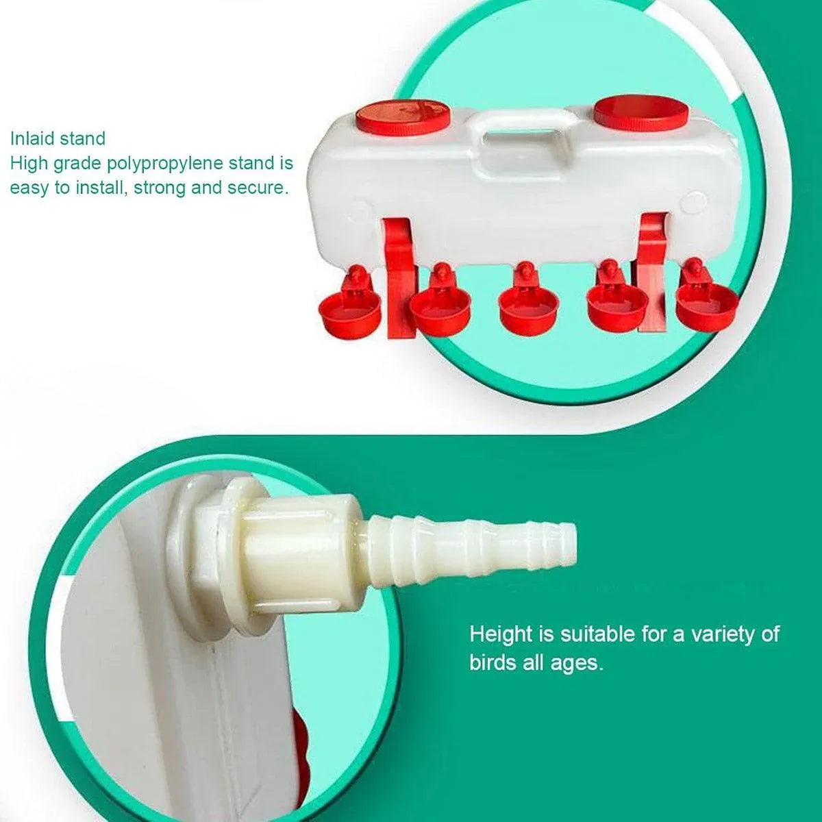 10L Chicken Poultry Automatic Drinking Tank Drinker Feeding Pot Water Dispenser V528-CHICKEN-145788