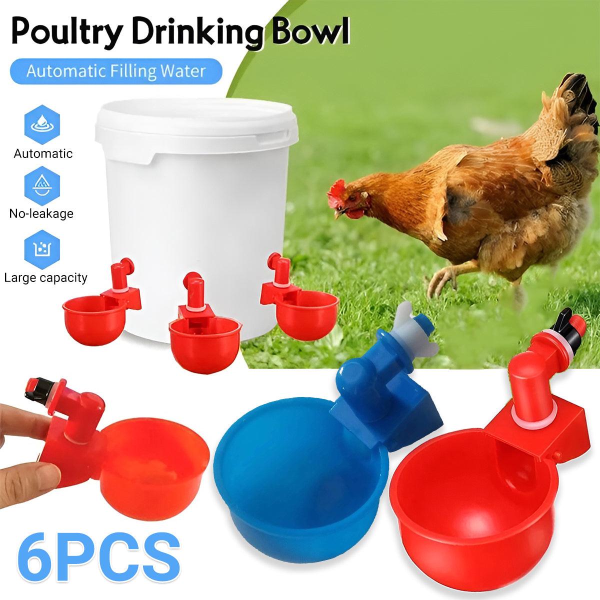 6pcs Chicken Drinking Bowl Poultry Waterer Feeder Automatic Drinking Cups Coop V528-CHICKEN-BOWL-BLUE-6PCS-684950