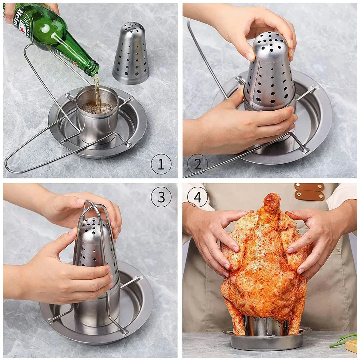 Stainless Steel Chicken Grill Outdoor BBQ Roaster Rack Portable Multi Functional V528-CHICKEN-GRILL-688927