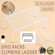 Metal Iron Chicken Feeding Ladder Grid Shelving Landscaping Platform Supplies - Black-S V528-CHICKEN-SHELF-BLACK-S-384528
