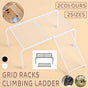 Metal Iron Chicken Feeding Ladder Grid Shelving Landscaping Platform Supplies - White-L V528-CHICKEN-SHELF-WHITE-L-970357