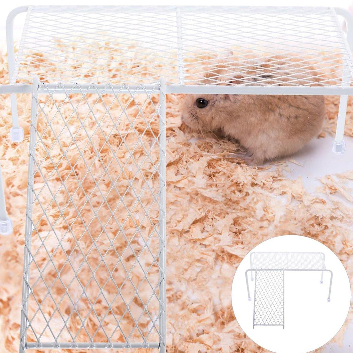 Metal Iron Chicken Feeding Ladder Grid Shelving Landscaping Platform Supplies - White-L V528-CHICKEN-SHELF-WHITE-L-970357