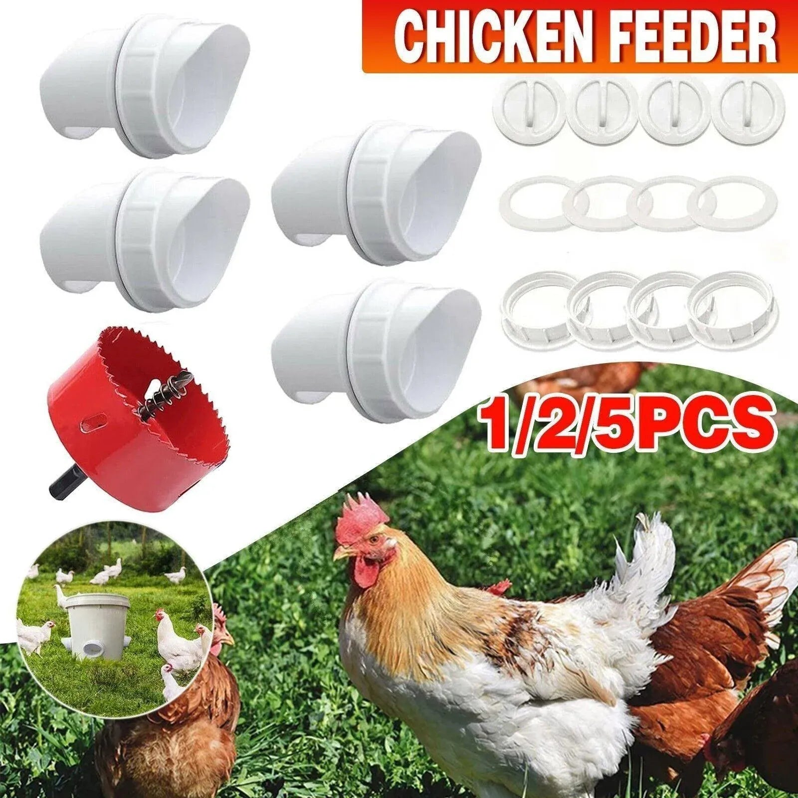 Poultry DIY Port PVC Gravity Fed Chicken Feeder for Hen Coop Farm Bucket Kit - 1 PC Hole Saw V528-CHICKENFEEDER-1HOLESAW-931759