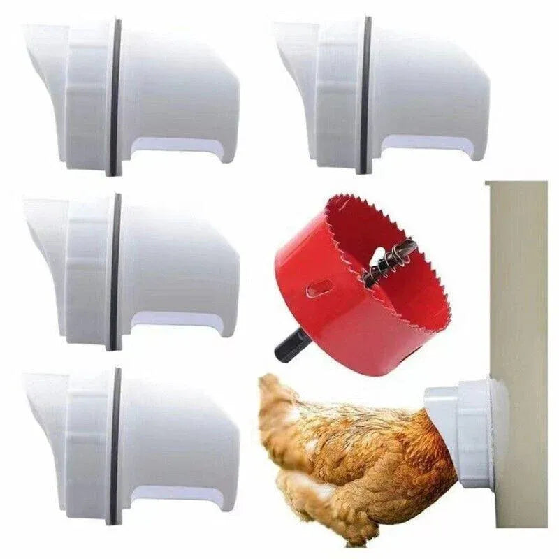 Poultry DIY Port PVC Gravity Fed Chicken Feeder for Hen Coop Farm Bucket Kit - 2 PCS Ports (No Hole Saw) V528-CHICKENFEEDER-2PORTS-433186