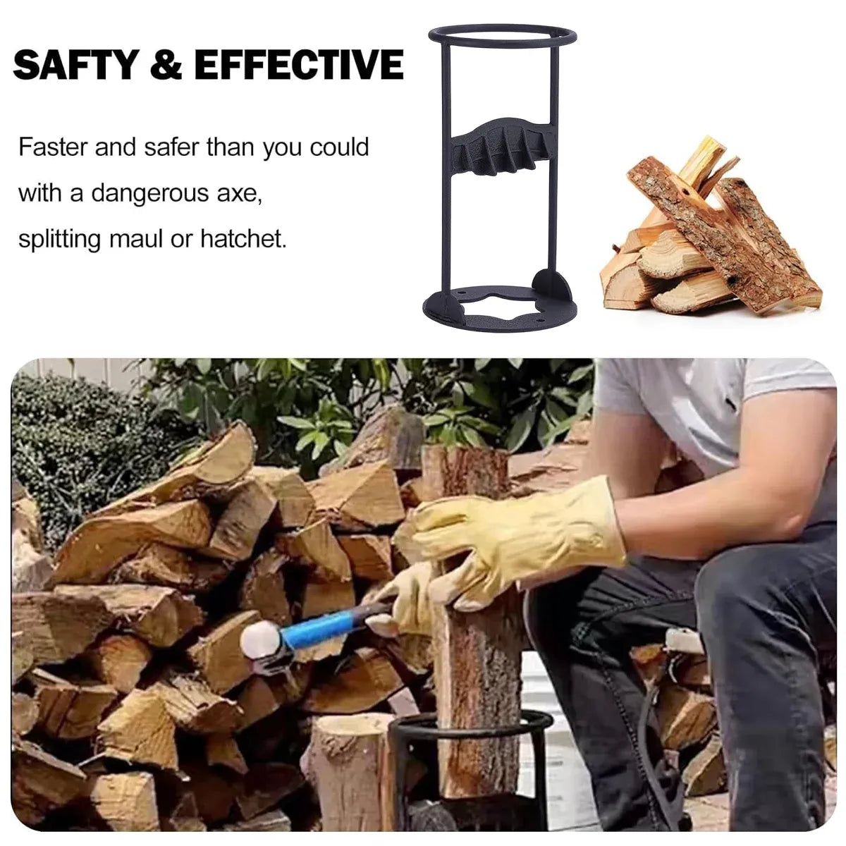 Manual Firewood Splitter Heavy Duty Log Wood Splitting Cutter Kindling Cracker V528-CHOP-FIREWOOD31-969254