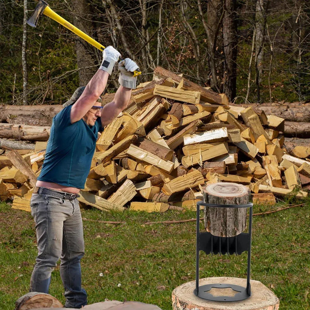 Manual Firewood Splitter Heavy Duty Log Wood Splitting Cutter Kindling Cracker V528-CHOP-FIREWOOD31-969254