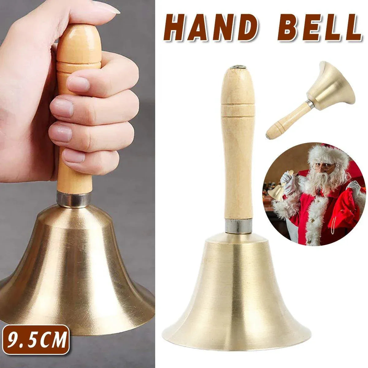 Wooden Handle Hand Bells Christmas Pet Bells Classroom Call Rattles Party Bell V528-CHRISTMAS-BELL-95MM-622697