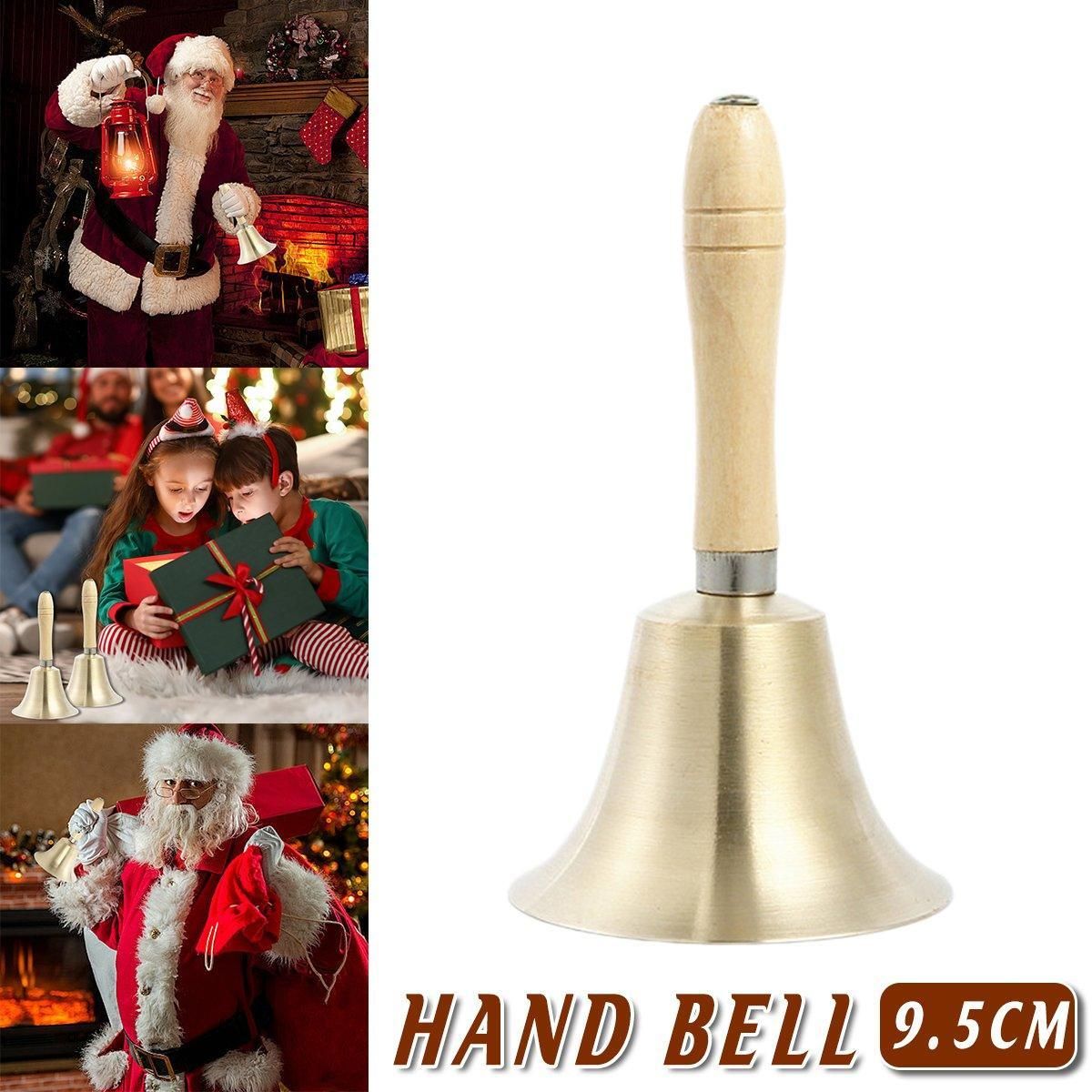 Wooden Handle Hand Bells Christmas Pet Bells Classroom Call Rattles Party Bell V528-CHRISTMAS-BELL-95MM-622697