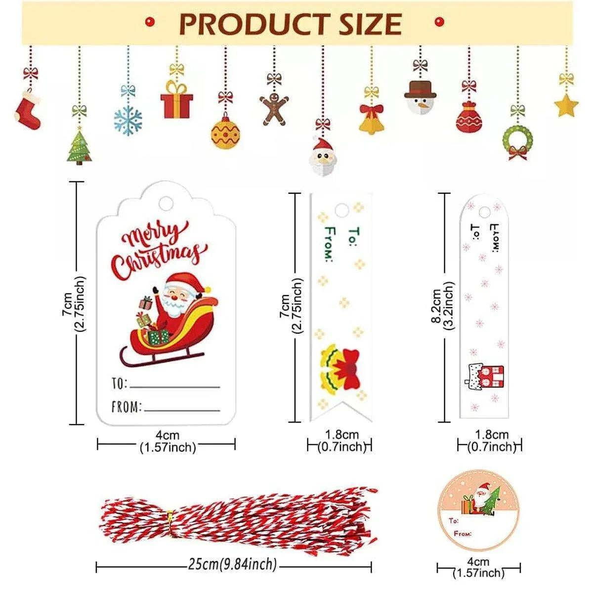 50PCS Christmas Kraft Paper Gift Tags Vintage Holiday Party Card Packaging Decor - 6