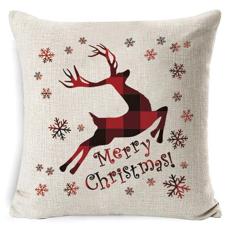 1Pc Christmas Square Cushion Cover Throw Waist Pillow Case Sofa Home Decor - Deer Head V528-CHRISTMASCOVER-BZ0188-1-645805
