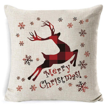 1Pc Christmas Square Cushion Cover Throw Waist Pillow Case Sofa Home Decor - Deer Head V528-CHRISTMASCOVER-BZ0188-1-645805