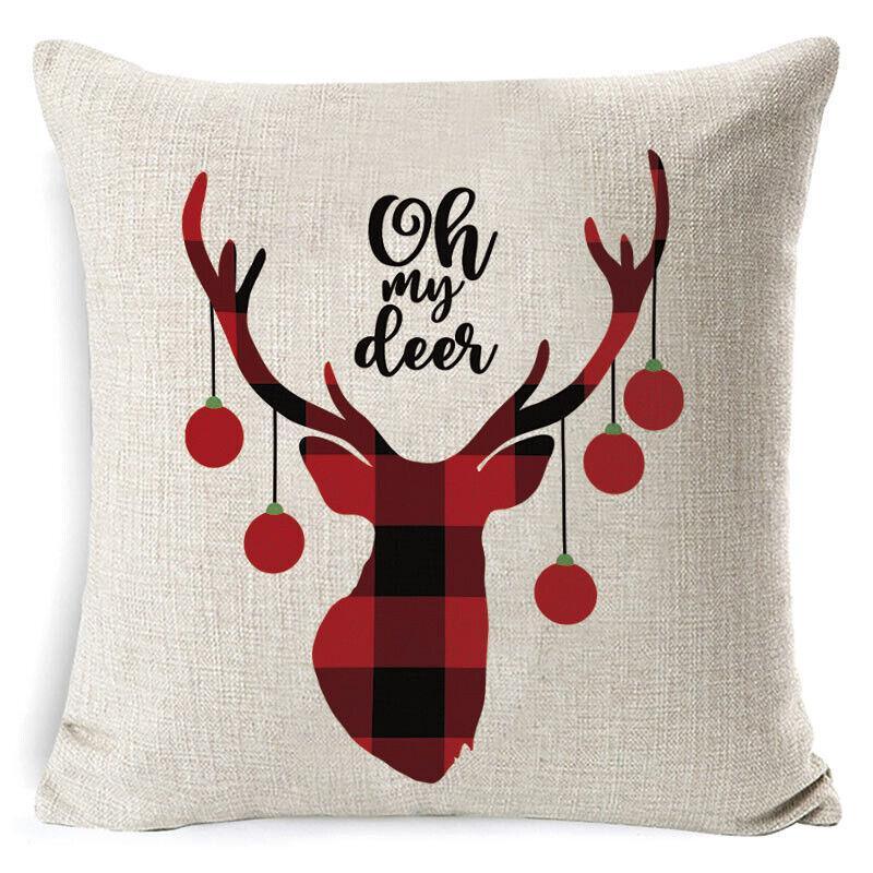 1Pc Christmas Square Cushion Cover Throw Waist Pillow Case Sofa Home Decor - Deer Head V528-CHRISTMASCOVER-BZ0188-1-645805