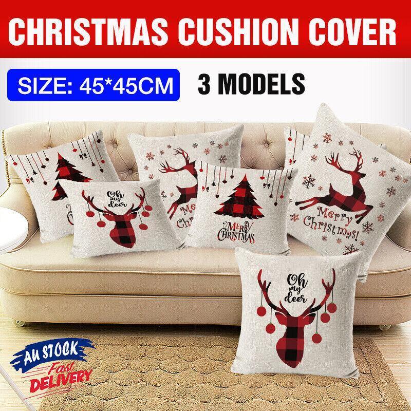 1Pc Christmas Square Cushion Cover Throw Waist Pillow Case Sofa Home Decor - Deer V528-CHRISTMASCOVER-BZ0188-5-511548