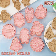 8PCS Christmas Cookie Cutter Set 3D Biscuit Moulds for Baking Fondant Pastry V528-CHRISTMASMOLD-8PCS-843447