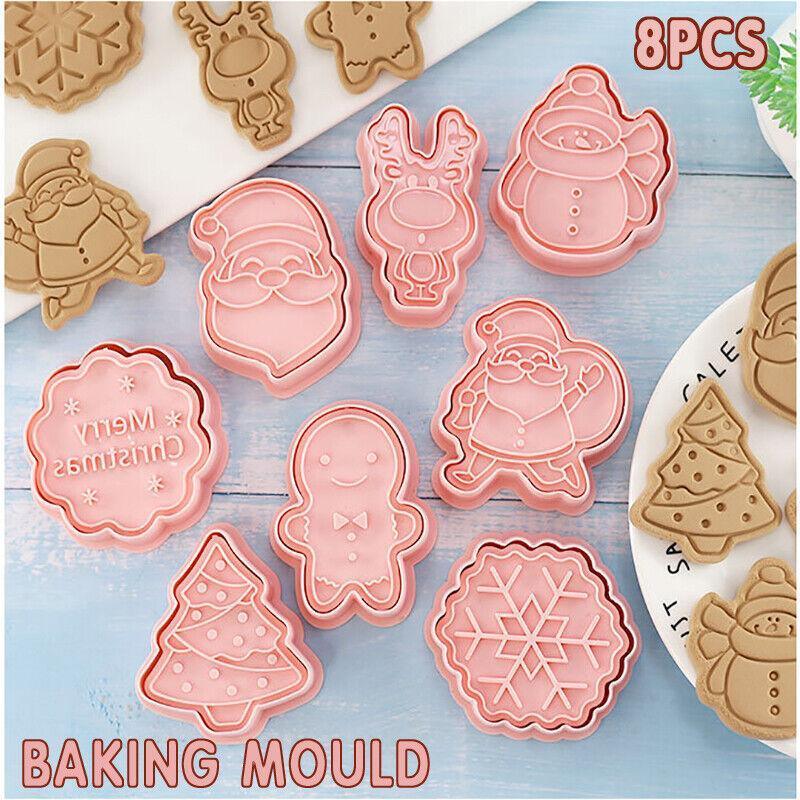 8PCS Christmas Cookie Cutter Set 3D Biscuit Moulds for Baking Fondant Pastry V528-CHRISTMASMOLD-8PCS-843447