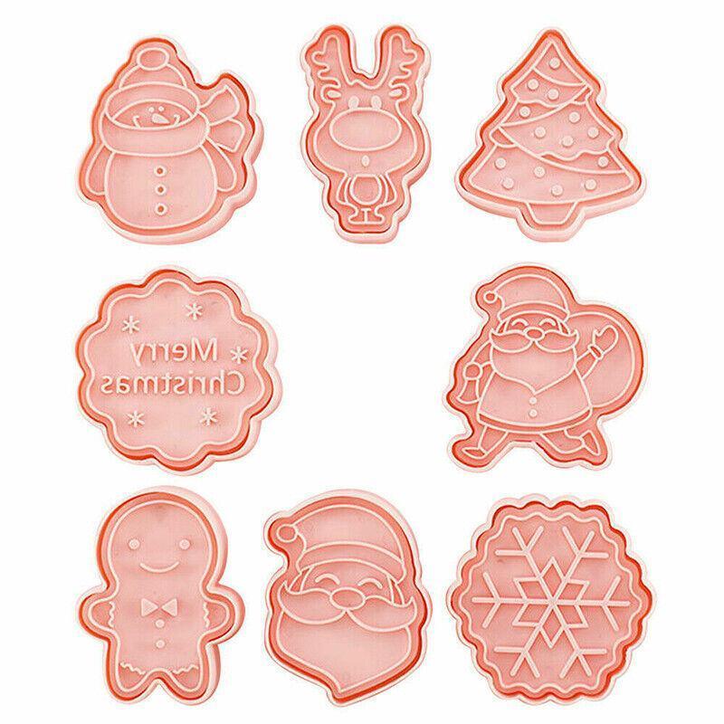 8PCS Christmas Cookie Cutter Set 3D Biscuit Moulds for Baking Fondant Pastry V528-CHRISTMASMOLD-8PCS-843447