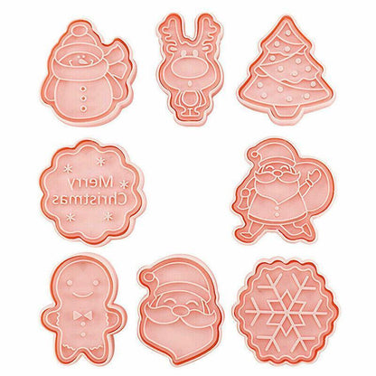 8PCS Christmas Cookie Cutter Set 3D Biscuit Moulds for Baking Fondant Pastry V528-CHRISTMASMOLD-8PCS-843447