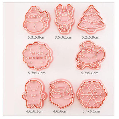 8PCS Christmas Cookie Cutter Set 3D Biscuit Moulds for Baking Fondant Pastry V528-CHRISTMASMOLD-8PCS-843447