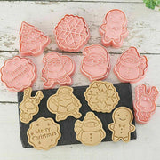 8PCS Christmas Cookie Cutter Set 3D Biscuit Moulds for Baking Fondant Pastry V528-CHRISTMASMOLD-8PCS-843447