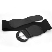 Faux Leather Cinch Waist Belt with Buckle for Women Stretch Wide Elastic Dress Belt - Black V528-CINCHBELT-BLACK-276348