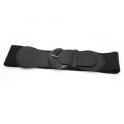 Faux Leather Cinch Waist Belt with Buckle for Women Stretch Wide Elastic Dress Belt - Black V528-CINCHBELT-BLACK-276348