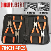 4 Pcs 7inch Circlip Plier Snap Ring Pliers Heavy Duty External Internal With Pouch V528-CIRCLIPPLIER-111103