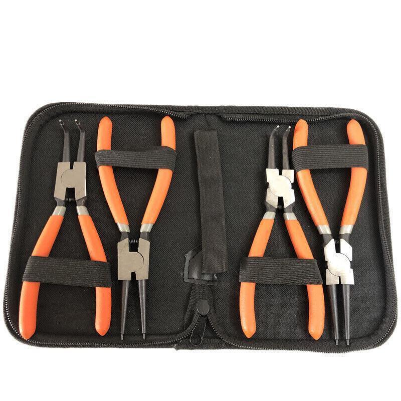 4 Pcs 7inch Circlip Plier Snap Ring Pliers Heavy Duty External Internal With Pouch V528-CIRCLIPPLIER-111103