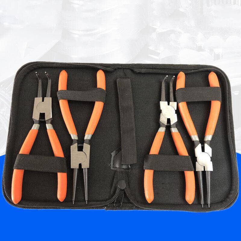 4 Pcs 7inch Circlip Plier Snap Ring Pliers Heavy Duty External Internal With Pouch V528-CIRCLIPPLIER-111103