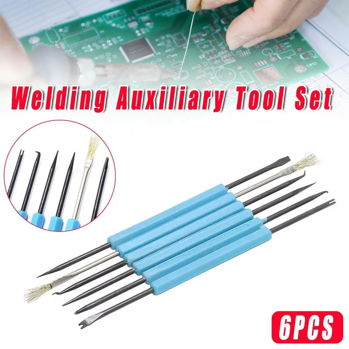 6pcs Soldering Iron Repair Kit Welding Fluxing Tools for Electronics Maintenance V528-CIRCUIT-BOARD-WELDING-993452