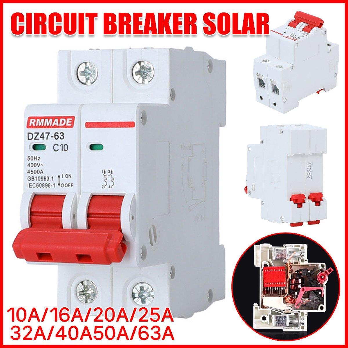 AC Circuit Breaker Solar 220-380V 2Pole Double MCB Mini 10-63 Amp - 32A V528-CIRCUIT-BREAKER-32A-977805