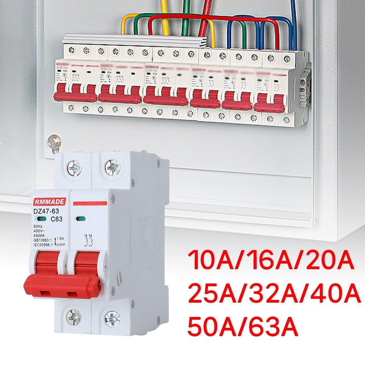 AC Circuit Breaker Solar 220-380V 2Pole Double MCB Mini 10-63 Amp - 32A V528-CIRCUIT-BREAKER-32A-977805