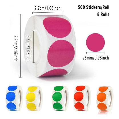 8 Rolls Colored Polka Dot Labels Round Seal Stickers Marking Round Sticker Set - Rose V528-CIRCULAR-STICKER-8ROLLS-C145-463095