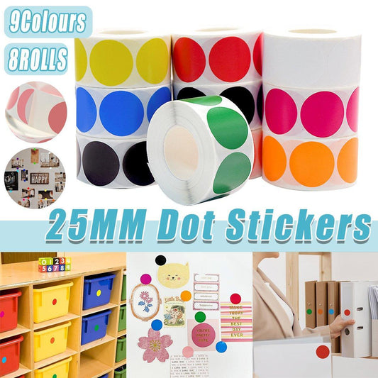 8 Rolls Colored Polka Dot Labels Round Seal Stickers Marking Round Sticker Set - Blue V528-CIRCULAR-STICKER-8ROLLS-C147-992005