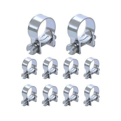 10pcs Galvanized Iron Fuel Hose Clamps For Automobile Air Pipe Secure Grip - 11-13mm V528-CLAMP-11-13-10PCS-933435