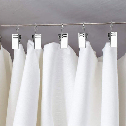 50PCS Stainless Steel Curtain Clip Hooks Strong Load-bearing Shower Accessories - Silver White V528-CLAMP-304-50PCS-547595