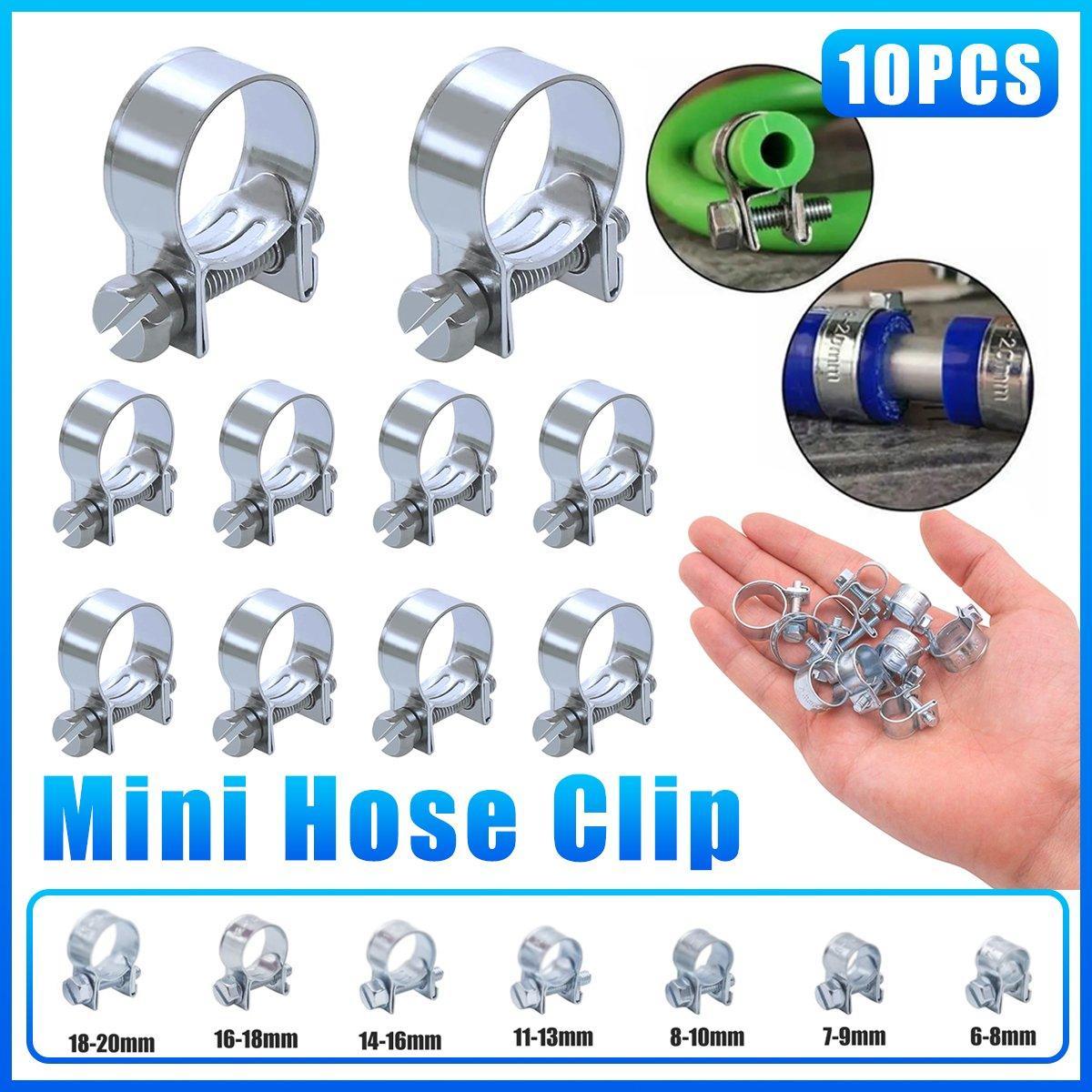10pcs Galvanized Iron Fuel Hose Clamps For Automobile Air Pipe Secure Grip - 6-8mm V528-CLAMP-6-8-10PCS-521221