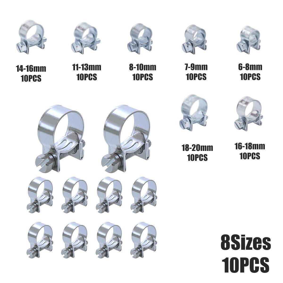 10pcs Galvanized Iron Fuel Hose Clamps For Automobile Air Pipe Secure Grip - 6-8mm V528-CLAMP-6-8-10PCS-521221