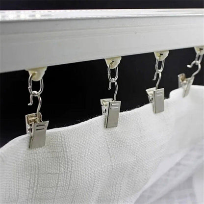 50PCS Stainless Steel Curtain Clip Hooks Strong Load-bearing Shower Accessories - White V528-CLAMP-WHITE-50PCS-452383