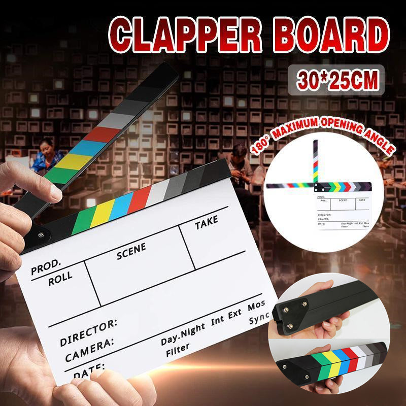 Acrylic Clapboard Dry Erase Director Film Movie Action Clapper Clap Board Slate V528-CLAPPERBOARD-11359