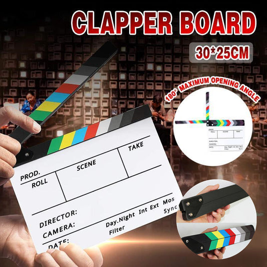 Acrylic Clapboard Dry Erase Director Film Movie Action Clapper Clap Board Slate V528-CLAPPERBOARD-11359