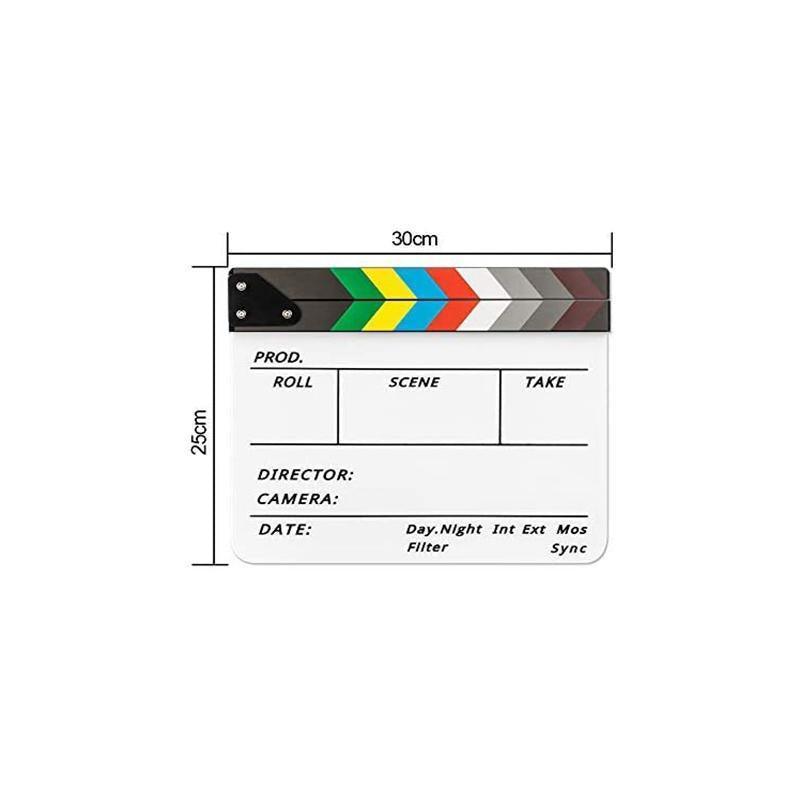Acrylic Clapboard Dry Erase Director Film Movie Action Clapper Clap Board Slate V528-CLAPPERBOARD-11359