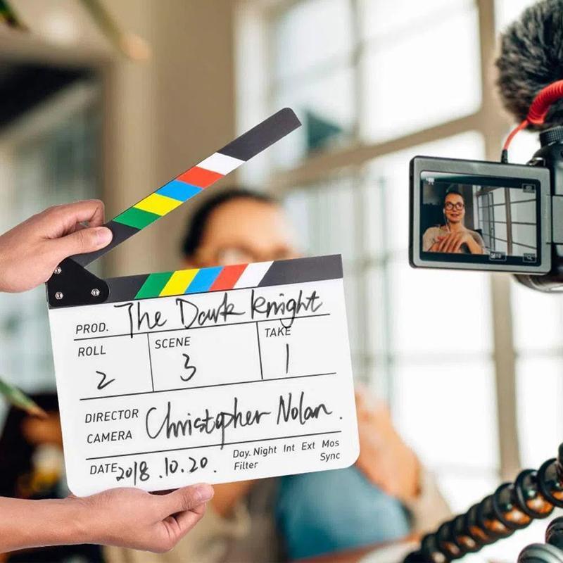 Acrylic Clapboard Dry Erase Director Film Movie Action Clapper Clap Board Slate V528-CLAPPERBOARD-11359