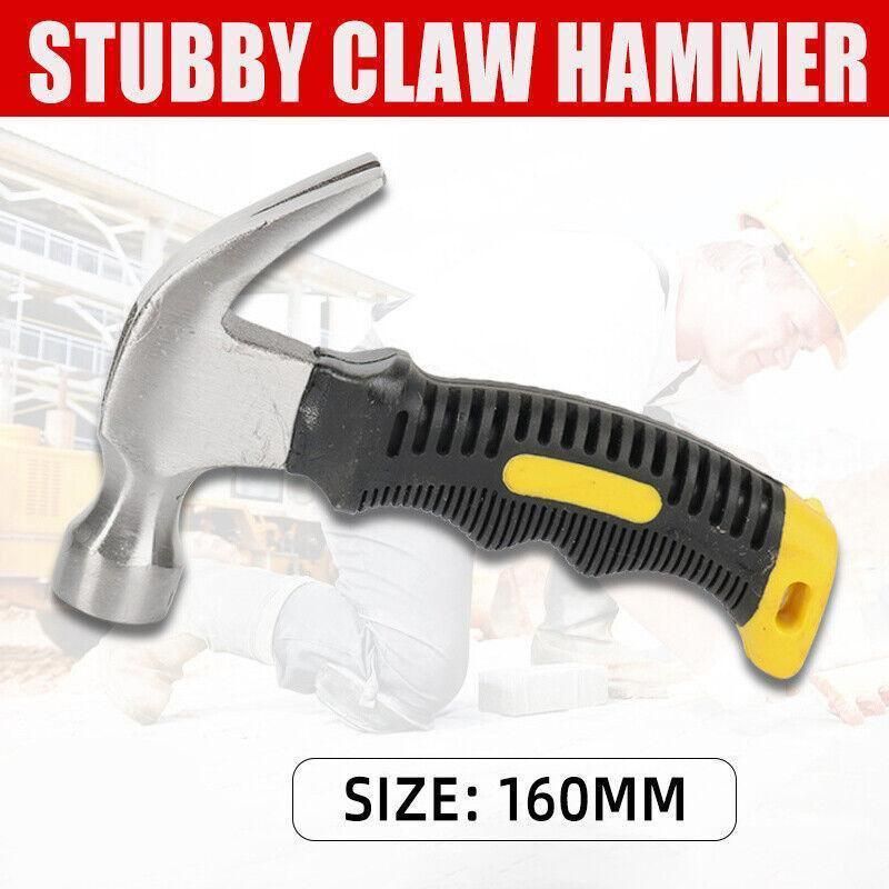 Stubby Claw Hammer Drop Forged Steel All Purpose Rubber Grip 8Oz Small Area V528-CLAWHAMMER-349186