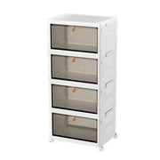 4 Tier Plastic Storage Cabinet with Wheels Large Capacity Foldable Storage Bins V528-CLEAR-SHOEBOX-WHITE-4-578993