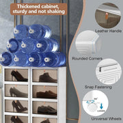 4 Tier Plastic Storage Cabinet with Wheels Large Capacity Foldable Storage Bins V528-CLEAR-SHOEBOX-WHITE-4-578993