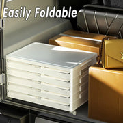4 Tier Plastic Storage Cabinet with Wheels Large Capacity Foldable Storage Bins V528-CLEAR-SHOEBOX-WHITE-4-578993