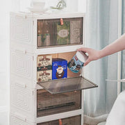 4 Tier Plastic Storage Cabinet with Wheels Large Capacity Foldable Storage Bins V528-CLEAR-SHOEBOX-WHITE-4-578993