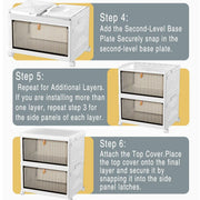 4 Tier Plastic Storage Cabinet with Wheels Large Capacity Foldable Storage Bins V528-CLEAR-SHOEBOX-WHITE-4-578993