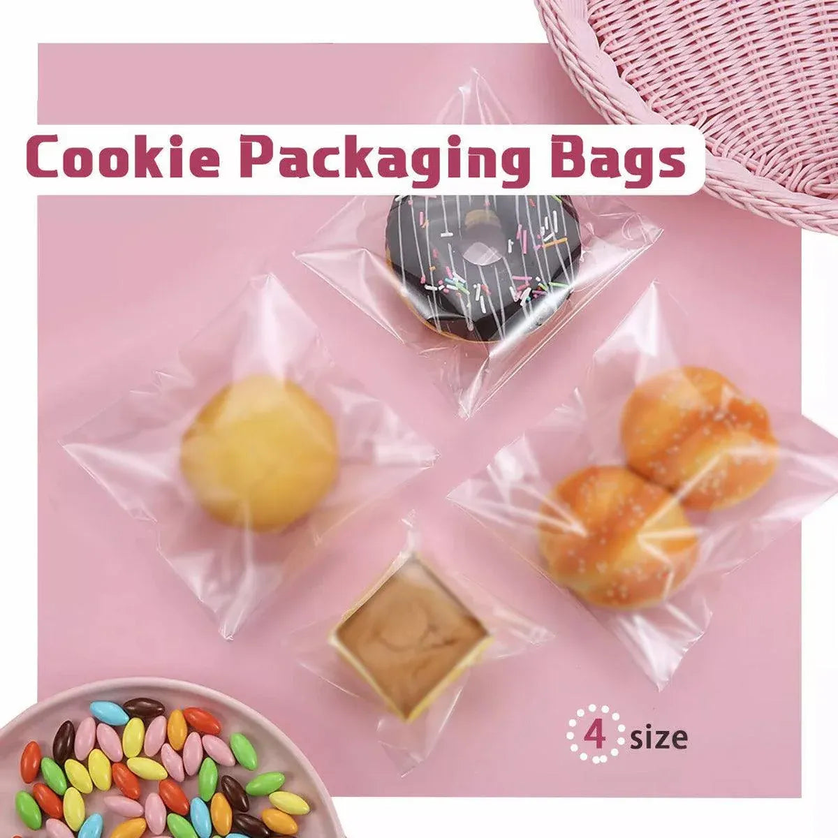100X Translucent Plastic Candy Packaging Bags Self Adhesive Cookie Biscuit Bags - 8*10 V528-CLEAR8-SIZE-8-1081812